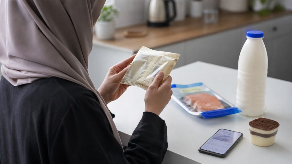 Покупатель проверяет происхождение желатина в составе пищевого продукта