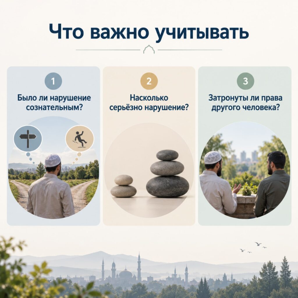 Схема трёх вопросов о проступке: был ли он сознательным, насколько он серьёзен и затронул ли права другого человека